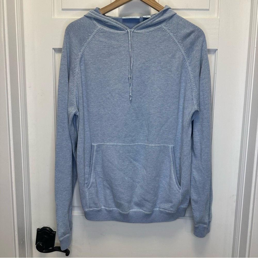 Gene Meyer Men's Light Blue‎ Cotton Pullover Hoodie Size L